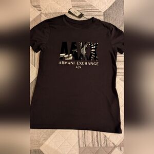 Armani Exchange Black S Women Charcoal Graphic Tee